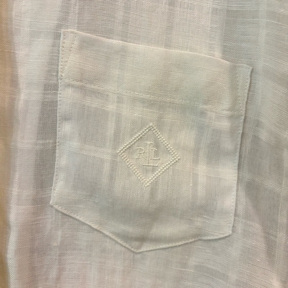 LAUREN Ralph Lauren Linen White Plaid Loose Oversized Fit Button Blouse Size S - Picture 3 of 10